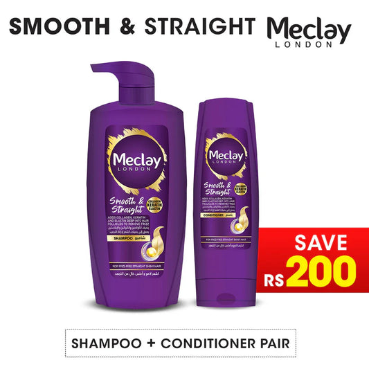 Meclay London Smooth & Straight Shampoo 660ml + Conditioner Pair Box